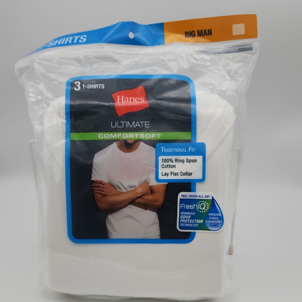 NWT UNOPENED Hanes Big Men's Tagless ComfortSoft Crew Undershirt 3 Pack 3X